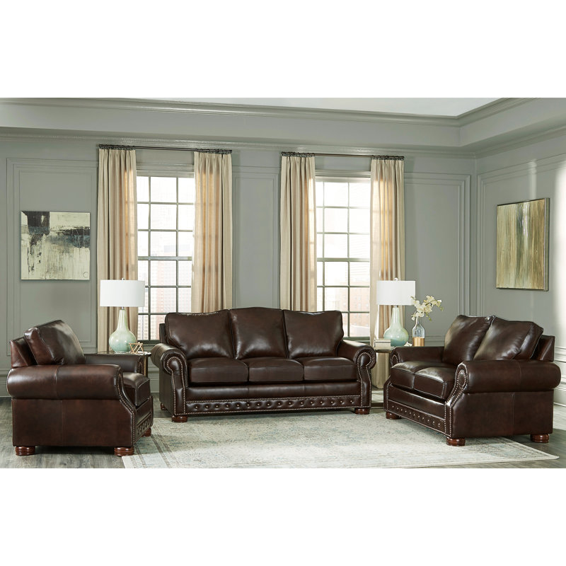 3 piece leather couch set discount
